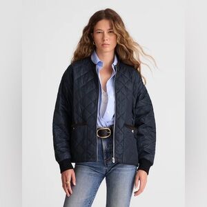 Madewell Women's Quilted Bomber Jacket Long Sleeve Dark Navy Size XL NWT